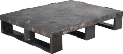 Pallet p/e 800x600x150 solid, on 3 runners color. black