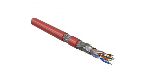 SFUTP4-C5E-P26-IN-LSZH-RD-305 (305 m) Twisted pair cable, shielded SF/UTP, category 5e, 4 pairs (26 AWG), stranded (patch), foil+copper shield. braid, LSZH, -20°C–+75°C, red