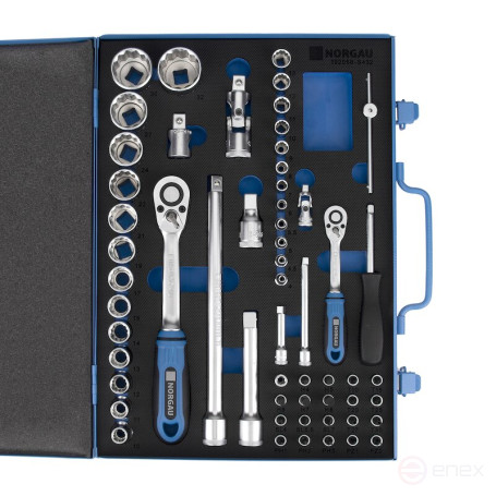 Set of twelve-sided end heads with accessories NORGAU Industrial 1/2 -1/4", 58 pieces, ND192058
