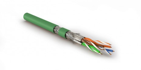 SFTP4-C8.1-S23-IN-LSZH-GN-500 (500 m) Twisted pair cable, shielded S/FTP, Category 8.1 (Class I, 2000MHz), 4 pairs (23 AWG), single core (solid), LSZH (ng(A)-HF), -40°C – +80°C, green