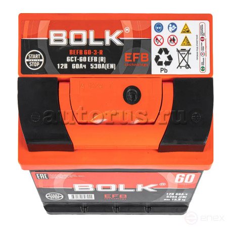 Аккумулятор BOLK EFB Stop&Go 60 А/ч обратный R+ 242x175x190 L2 EN 530 А