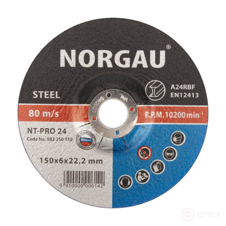Круг шлифовальный по стали NORGAU Industrial NT-RPO 24, 150х6х22.2 мм