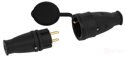 ERA RX10-B-IP44 Rubber Socket with earthing 16A IP44 Straight Black