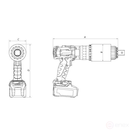 Гайковерт динамометрический аккумуляторный NORGAU Industrial с цифровым дисплеем 1.1/2", 2000-8000 Нм, NBTW-80L
