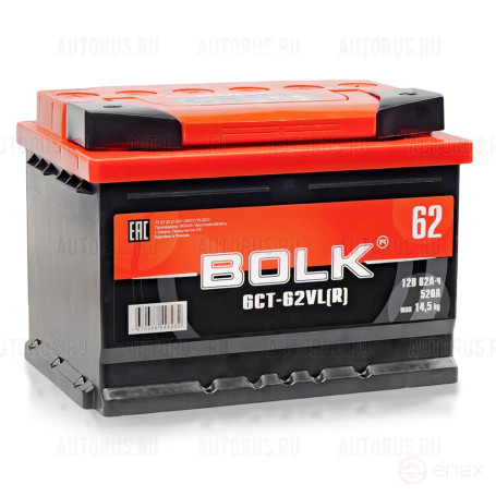 Аккумулятор BOLK Standart 62 А/ч обратный R+ 242x175x175 LB2 EN 520 А
