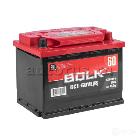 Аккумулятор BOLK Standart 60 А/ч обратный R+ 242x175x190 L2 EN 500 А