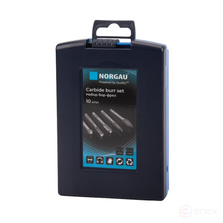 Набор борфрез твердосплавных NORGAU Industrial режущие головки 8 мм, DCM, 10 предметов
