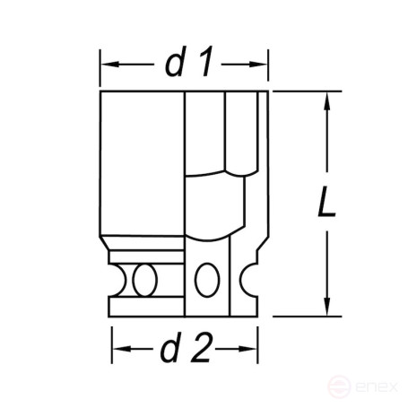 Головка торцевая ударная NORGAU Industrial шестигранная 3/4", 1.3/4", N32K-1.3/4