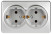 Розетка ЭРА Эксперт 11-2205-03 двойная с заземлением 2х2P+E Schuko IP20 16A-250В ОУ алюминий