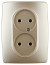Розетка ЭРА Серия 12 12-2107-04 двойная без заземления 2X2P 16A-250В IP20 шампань