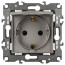 Розетка ЭРА Серия 12 12-2103-16 2P+E Schuko со шторками с крышкой 16А-250В титан