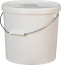 Plastic bucket 15 liters round with metal handle with lid white
