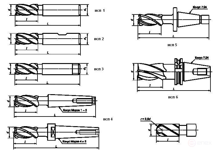 Концевые фрезы чертеж