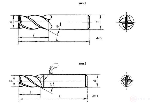 Концевые фрезы чертеж