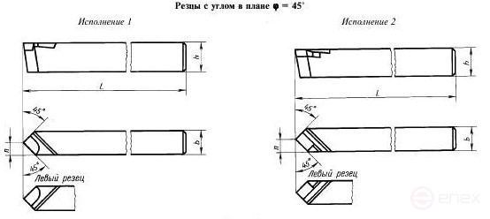 Проходной упорный резец чертеж