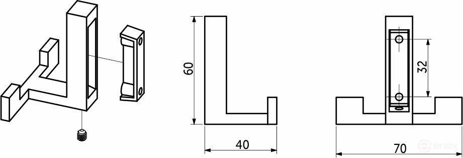 Hook meb. two-horn metal LEGGO polished titanium AKS