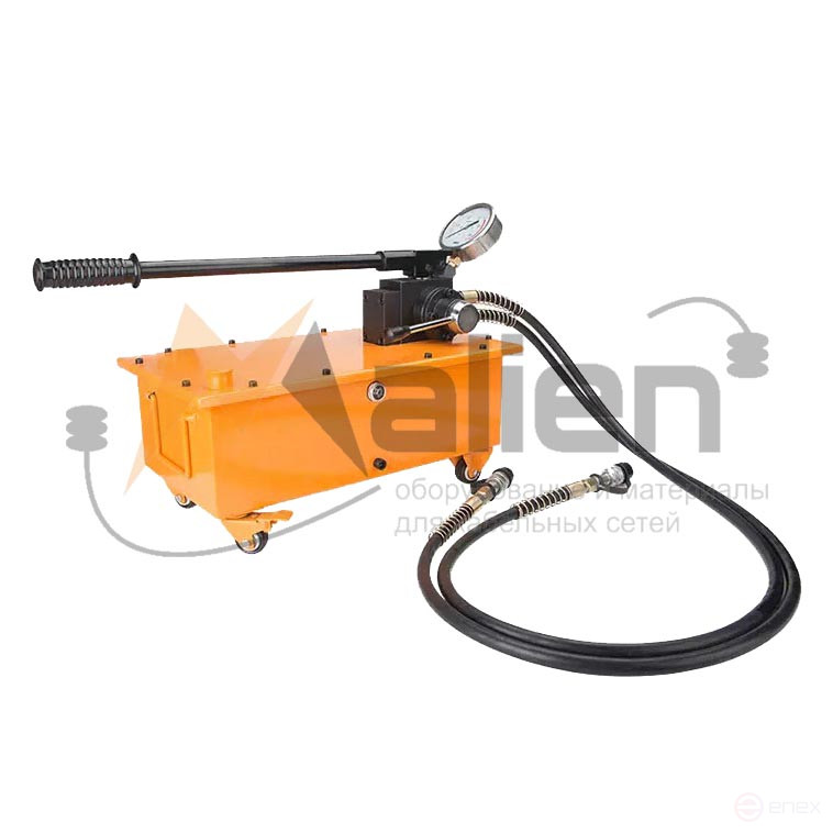 Manual hydraulic two-stage double-acting pump RNG-70150/M2 (pressure gauge, 700 bar, 15 l, RVD 2 pcs x 1.8 m) MALIEN