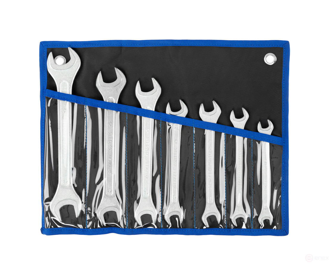 Набор ключей гаечных рожковых двусторонних 7 шт. (8-22) ПВХ сум. SITOMO BELARUS