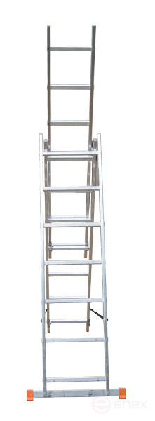 Aluminum 3-section universal staircase with 16 steps. (3x16) Pros