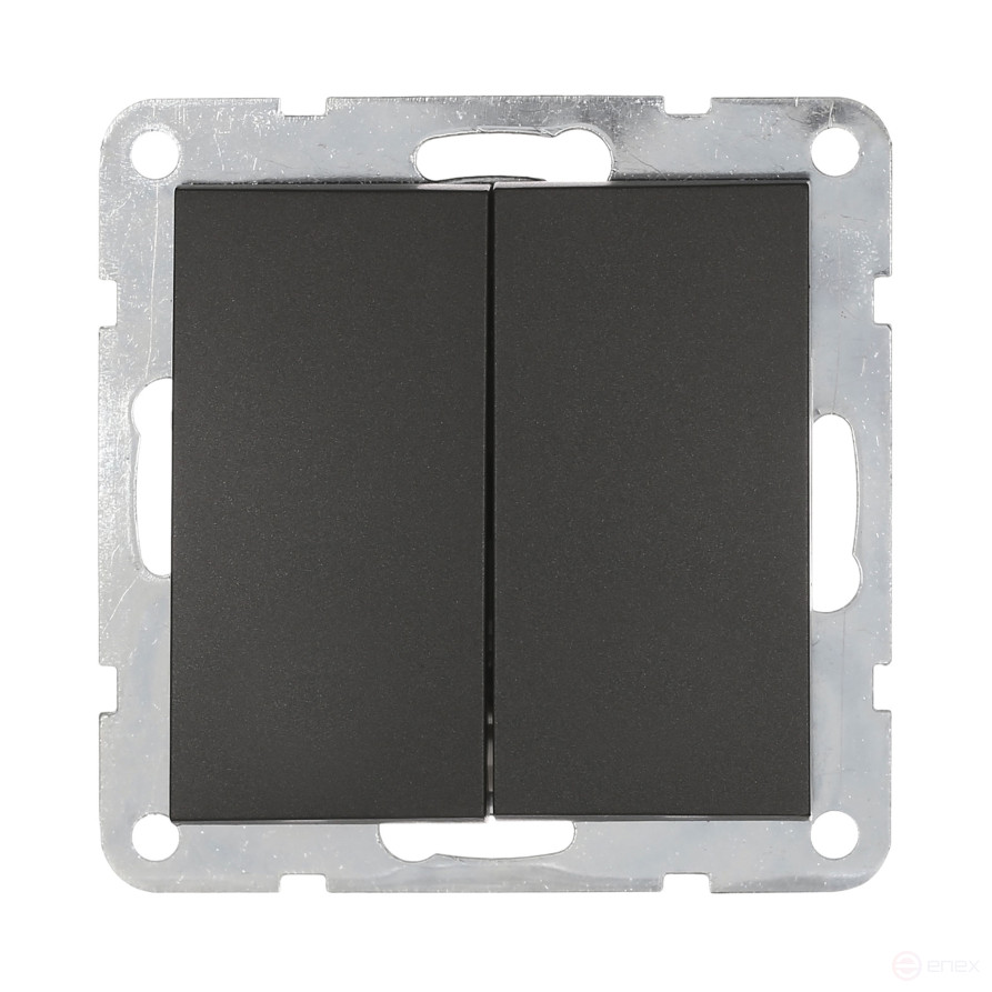 Переключатель 2-кл., с двух мест (схема 6+6) 16 A, 250 B (черный бархат) LK60