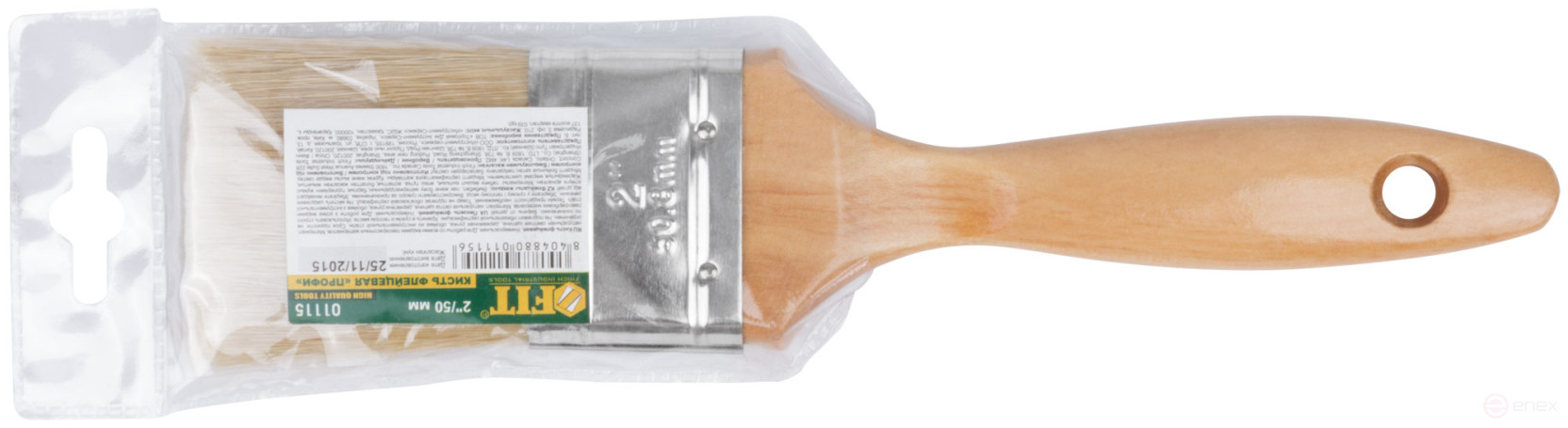 Кисть флейцевая "Профи", натур.светлая щетина, деревянная ручка 2" (50 мм)