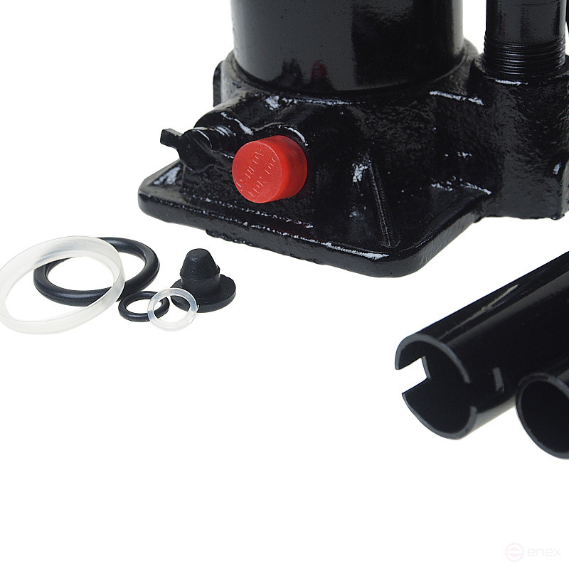 Домкрат гидравлический ER-80041S бутылочный с клапаном 4т, ремкомплект (выс. подъема 195-380мм) в кейсе ЭВРИКА /1/5