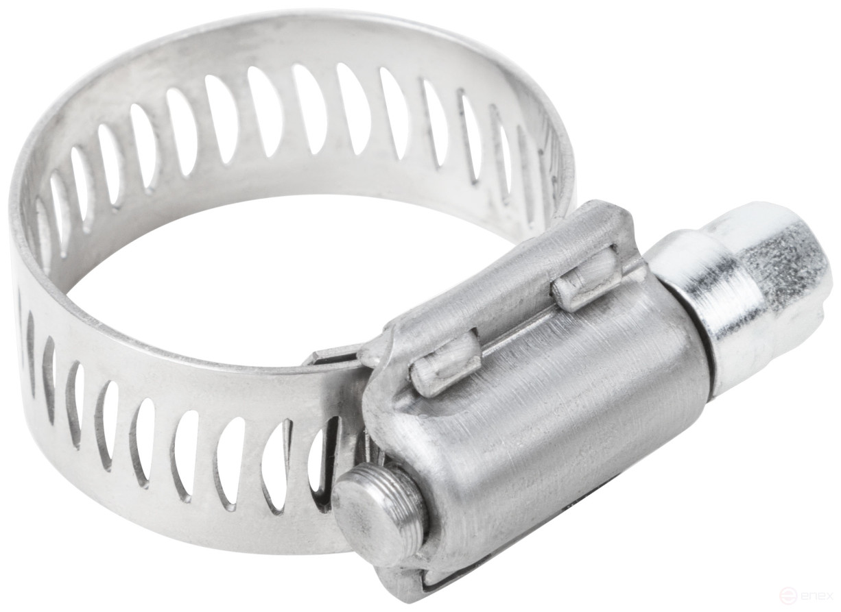 Хомут обжимной просечной, ширина 12,7 мм, нерж.сталь 14-27 мм