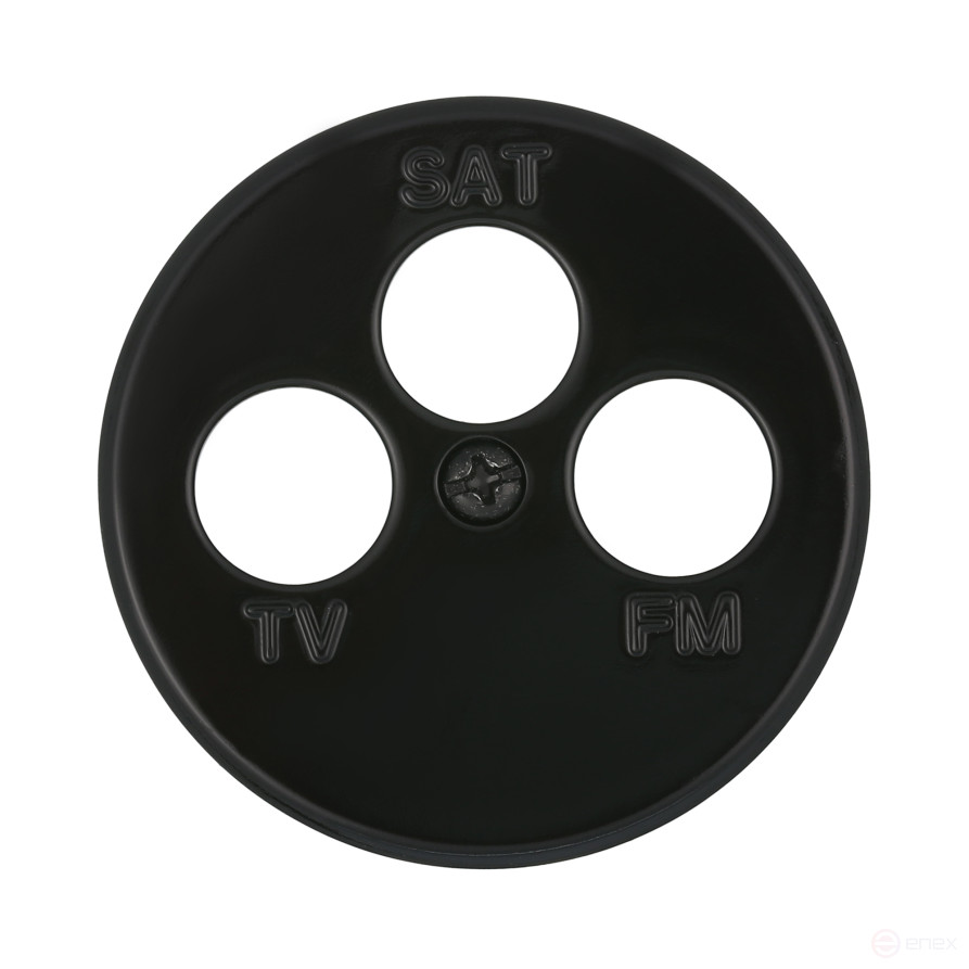 Cover for TV+FM+SAT outlet, 3 holes, Black, Vintage