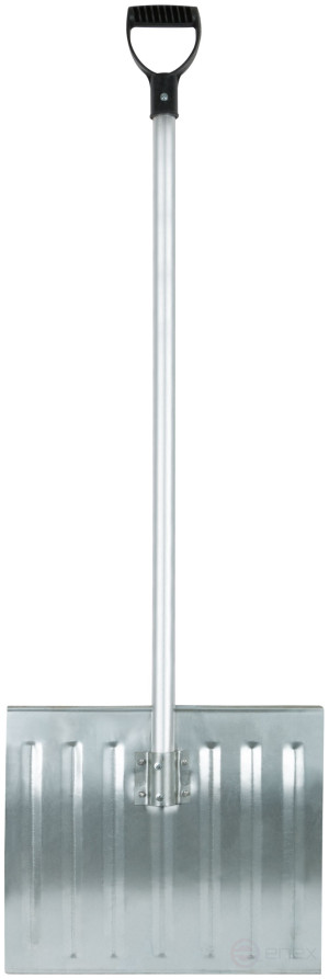 Sidewalk steel snow shovel, curved aluminum handle 428x375x1300 mm