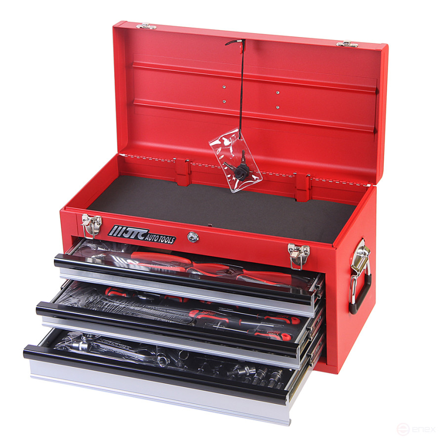 Набор инструментов 66 предметов в переносном инструментальном ящике (3 лотка) JTC