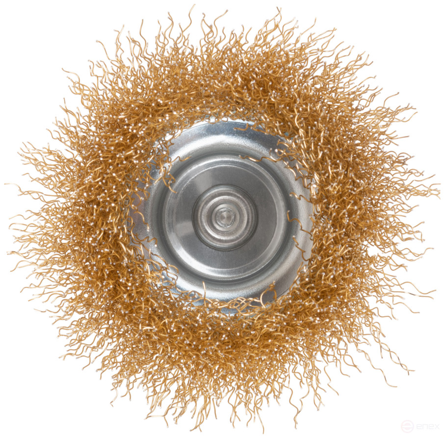 Щетка для дрели, тип "Чашка", латун. витая проволока 0,3 мм, 75 мм, блистер, CUTOP Profi