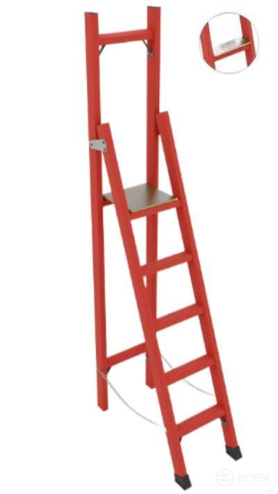 ССВ-2,4Ш стремянка стеклопластиковая с вертикальной опорой, широкие ступени, h=2570мм, h рабочей площадки=1600мм, ступ.5