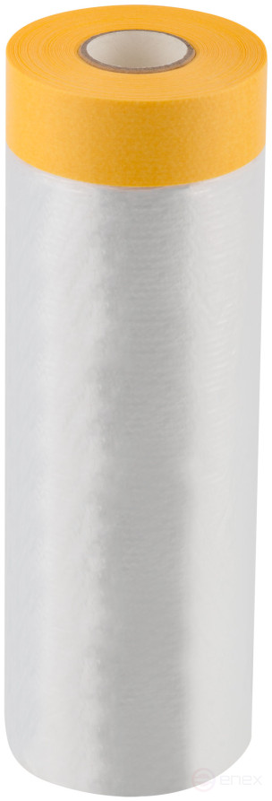 Clever Cover: укрывная пленка с золотистой малярной лентой, статически заряжена, 7 мкр., 270 см х 17 м