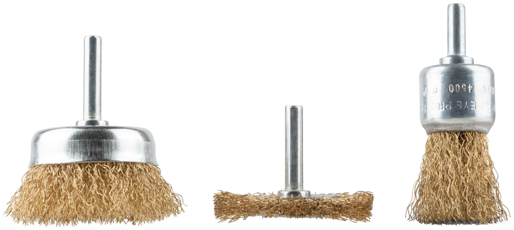 Корщетки со штифтом, набор 3 шт. ( колесо 50 мм / чашка 50 мм / венчик 25 мм )