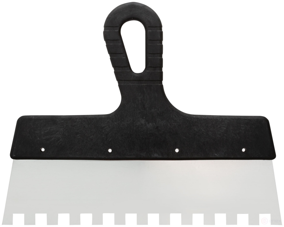 Шпатель зубчатый, 10х10 мм, нержавеющая сталь, пластиковая ручка, , 250 мм