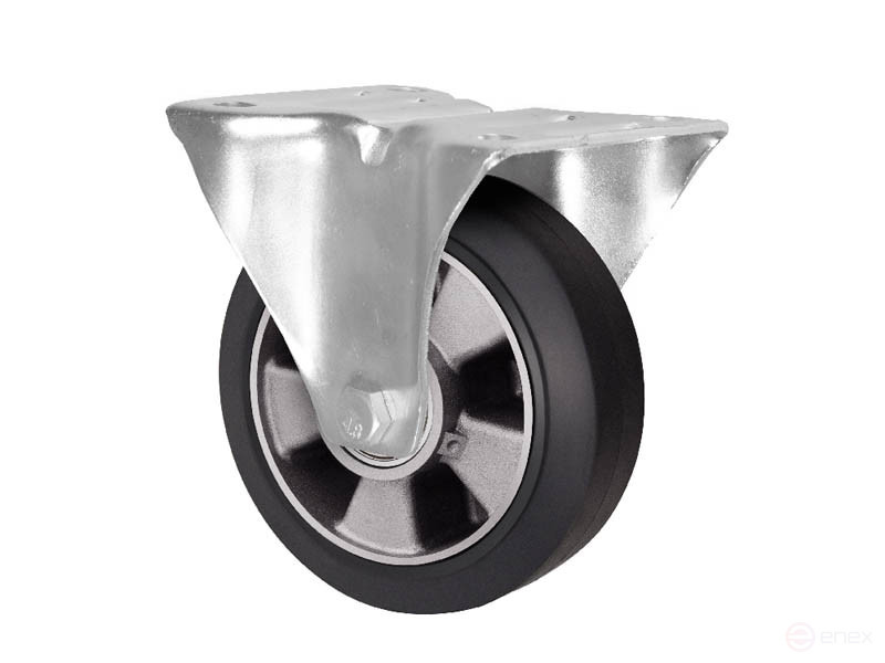 Колесная опора д.200 мм неповоротная с панелью промышленная черная резина