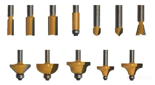 Set of cutters for decorative use, shank 8 mm, 12 pieces