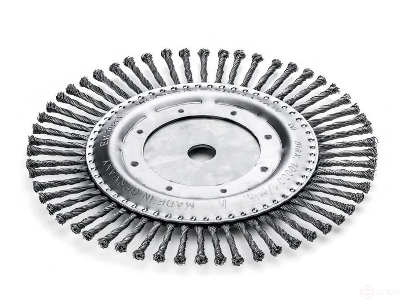 Щетка дисковая жгутовая, Д300 мм, ширина 6 мм, 56 жгутов, стальная прямая проволока STH 0,50 мм, посадочное отверстие 20 мм