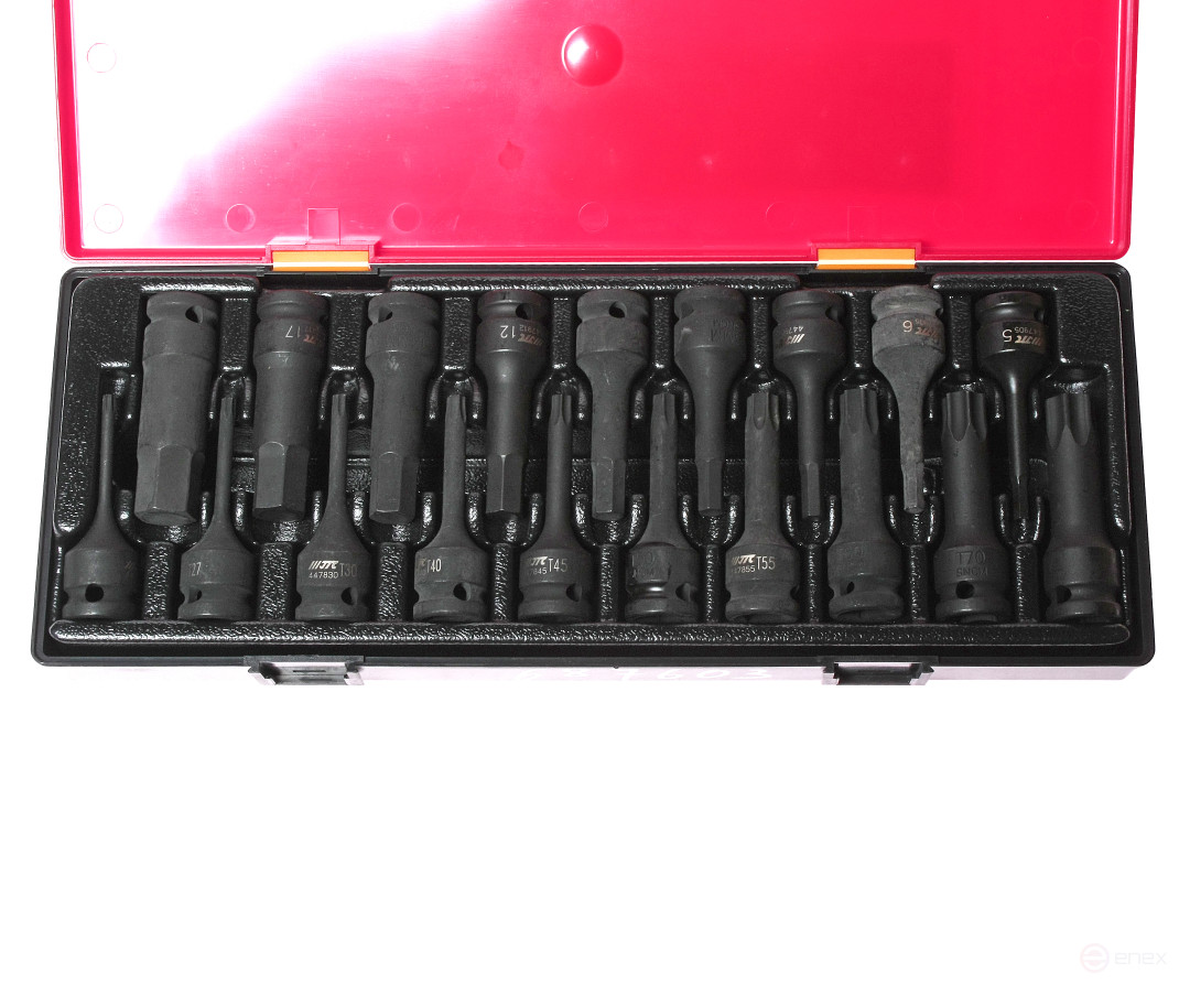Set of TORX, HEX 1/2" percussion heads (in case) 19pcs JTC/1