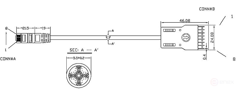 PC-110-RJ45-4P-C5e-2M-LSZH-GY Patch Cord 110 type - RJ-45, 4 pairs, Cat.5e, LSZH, 2 m, Grey