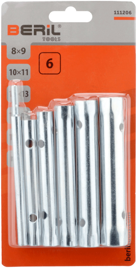 Набор торцовых трубок 8-17мм (6шт.с воротком) BERIL