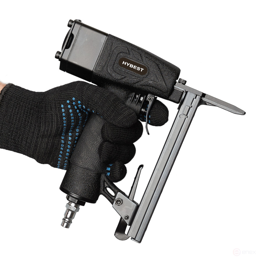 Hybest 1013JL furniture staple gun (pneumatic, 53F 20Ga staples, elongated)