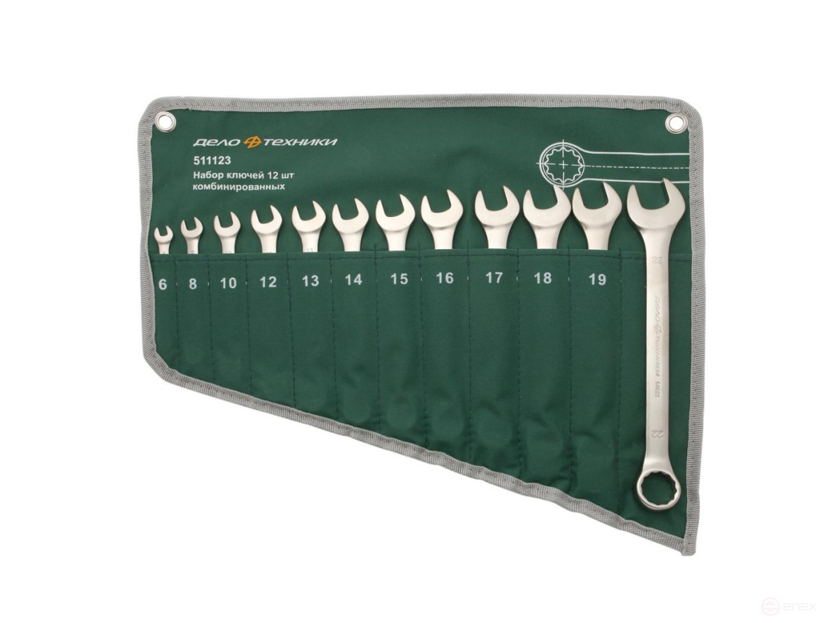 Набор ключей комбинированных 12 шт. (6,8,10,12,13,14,15,16,17,18,19, 22 мм) (ЕВРО) планшет тетрон.
