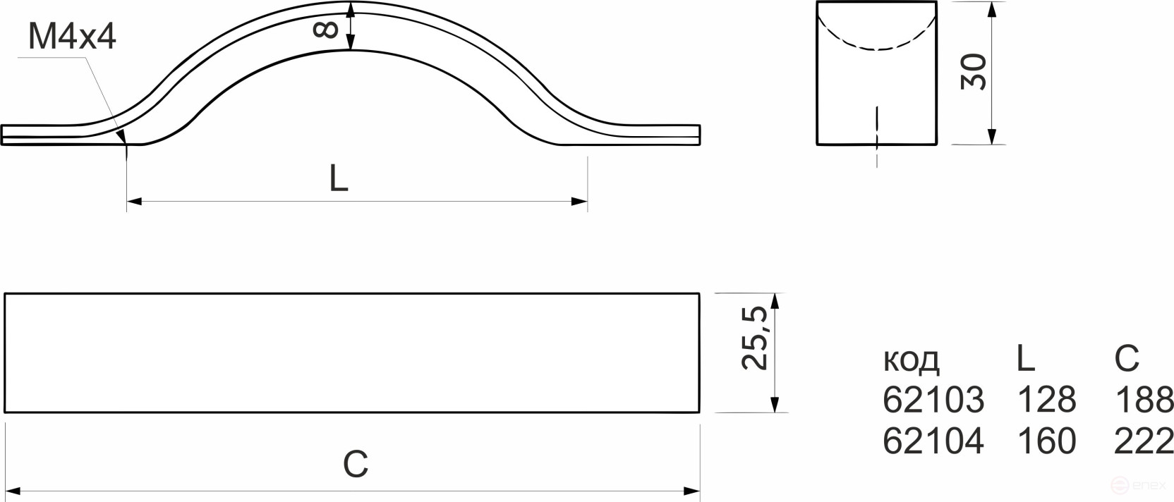 Ручка меб. скоба алюм. WPY 319 160 алюминий AKS
