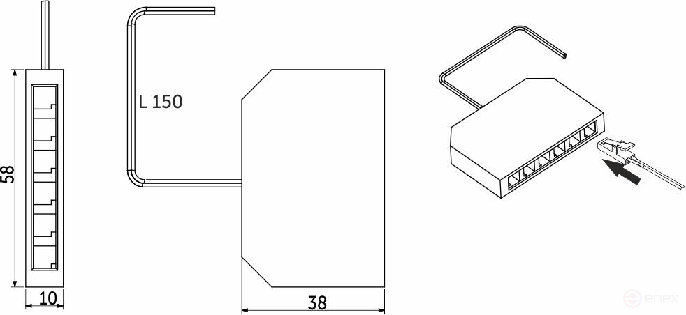 Connecting cord with a splitter for mini connectors, 6-point without a mini connector, 15 cm, AKS