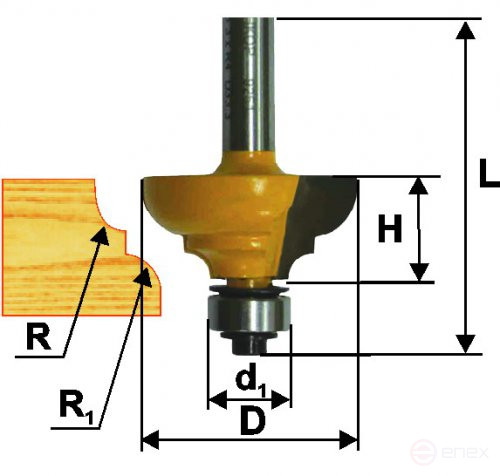 Фреза кром калевочная ф33,3х16мм R6,4мм хв 8мм, арт. 9251