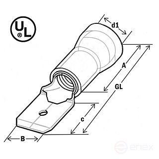 Plug flat insulated 0,25-1,5/4 ,8x0.8 (pack.10 pcs)