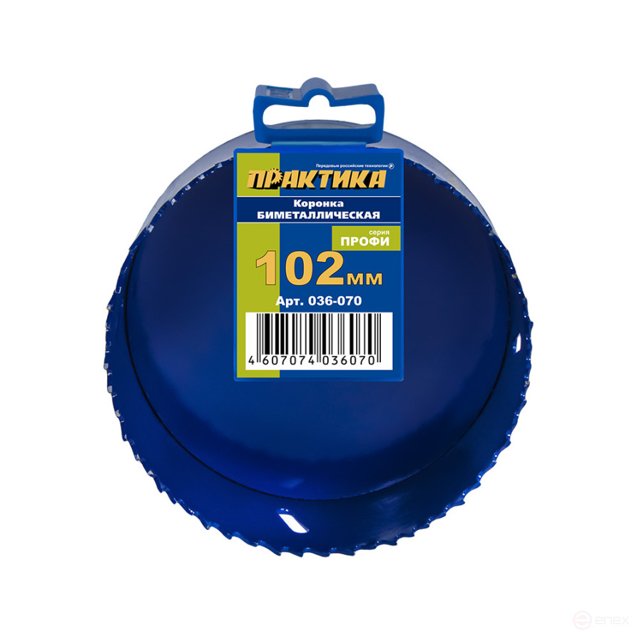 Коронка биметаллическая ПРАКТИКА 102 мм (1шт), клипса (036-070)