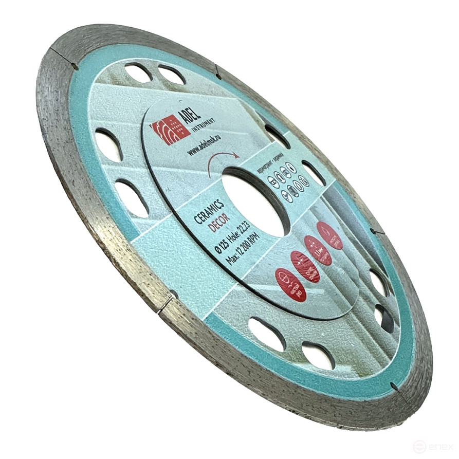 Диск алмазный супертонкий по керамике Ceramics Decor Ø125*1,1*22,23 Adel Instrument