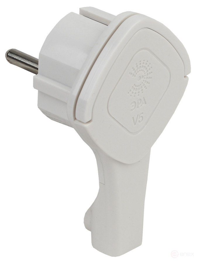 Вилка ЭРА V5(U) ультра плоская c заземлением 16A с кольцом белая